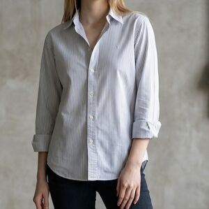 Lauren Ralph Lauren XL Striped Button Down White Blue Gray Non-Iron Shirt